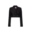 Lita Couture Cropped Wool Blazer In Black In Black
