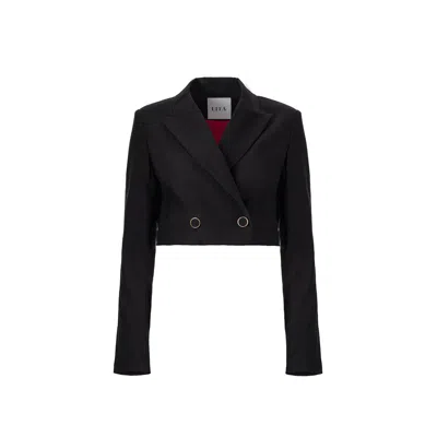 Lita Couture Cropped Wool Blazer In Black