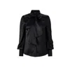 Lita Couture Women's Elegant Bow Blouse In Black Silk Blend In Black