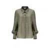 Lita Couture Green Button-up Silk Shirt In Green