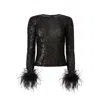 Lita Couture Women's Open-back Sequin Top In Black In Black