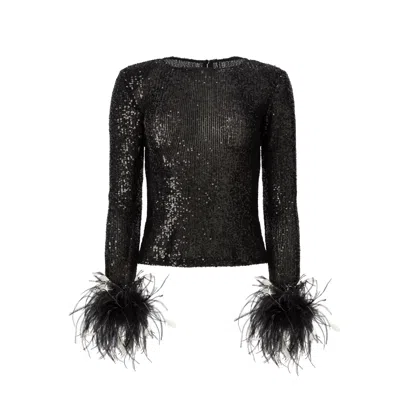 Lita Couture Women's Open-back Sequin Top In Black