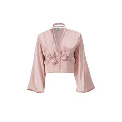 Lita Couture Women's Pink / Purple Ample-sleeve Satin Top In Pink In Pink/purple