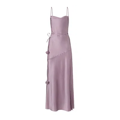 Lita Couture Women's Pink / Purple Floor Lenght Satin Dress In Purple In Pink/purple