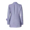 Lita Couture Women's Pink / Purple Rosette Appliqué Blazer In Purple Linen In Pink/purple
