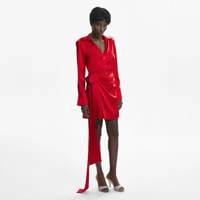 Lita Couture Women's Red Satin Mini Wrap Dress