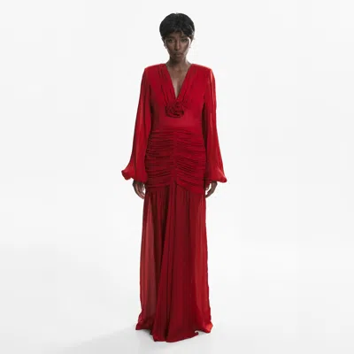 Lita Couture Women's Ruched Maxi Dress In Red