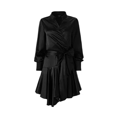 Lita Couture Women's Ruffle Hem Silk Wrap Dress In Black