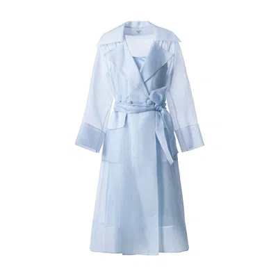 Lita Couture Women's See Through Blue Organza Trench Dress