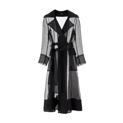 Lita Couture See Through Black Organza Trench Coat