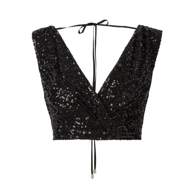 Lita Couture Women's Sequin V-neck Top In Black