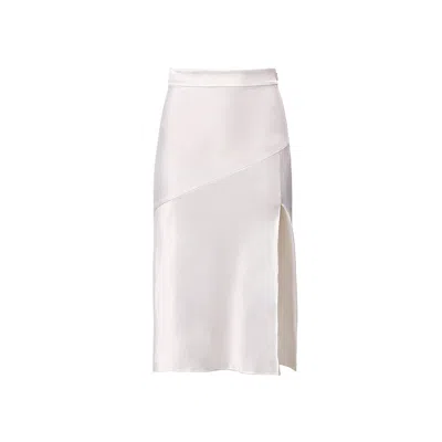 Lita Couture Women's Side-slit Midi Skirt In White