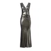 Lita Couture Women's Silver All Eyes On You Metallic Jersey Gown In Silver