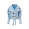 Lita Couture Women's Statement Jacket With Oversized Lapels In Blue In Blue
