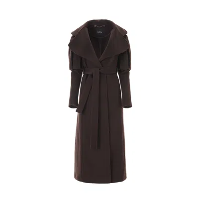 Lita Couture Women's Statement Trench Coat In Chocolate Brown Wool & Cashmere