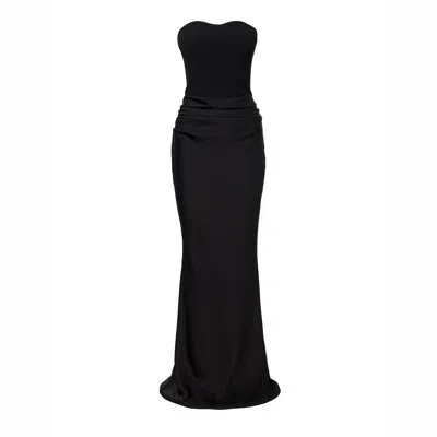 Lita Couture Women's Strapless Draped Black Gown