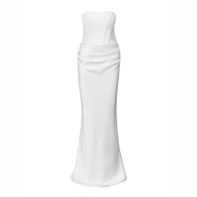 Lita Couture Women's Strapless Draped White Gown