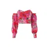 Lita Couture Summer Bouquet Off-the-shoulders Crop Top In Pink