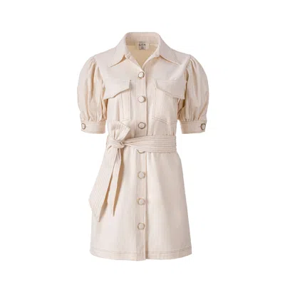 Lita Couture Women's Topstitch Detail Cotton Dress In White