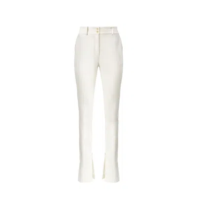 Lita Couture Women's Topstitch Detail Cotton Trousers In White