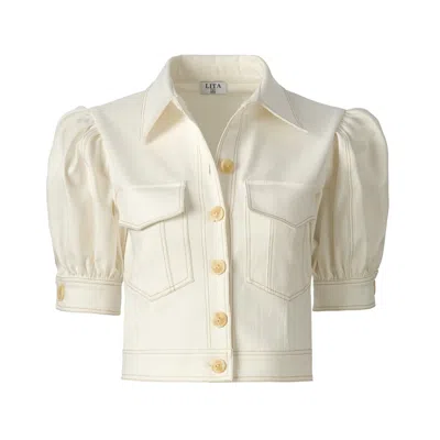 Lita Couture Women's Topstitch Detail White Shirt