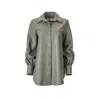 Lita Couture Women's Vegan-leather Shirt In Olive Green In Green