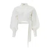 Lita Couture Women's White Wrap Around Crisp Cotton Blouse In White