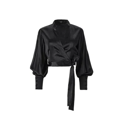 Lita Couture Women's Wrap Around Blouse In Black
