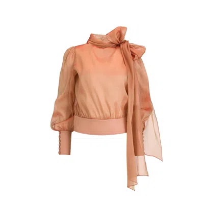 Lita Couture Women's Yellow / Orange Flawless  Bow Blouse In Orange In Yellow/orange