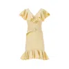 Lita Couture Women's Yellow / Orange Lemonade Ruffle Belted Dress In Yellow/orange