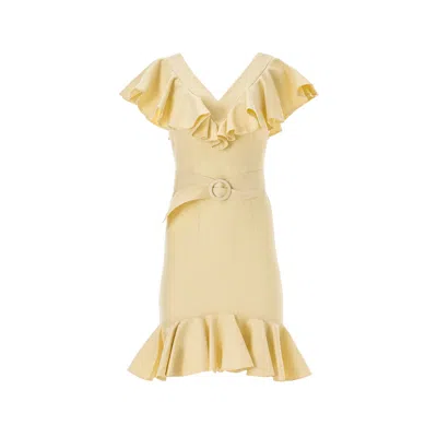 Lita Couture Women's Yellow / Orange Lemonade Ruffle Belted Dress In Yellow/orange