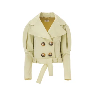 Lita Couture Statement Jacket With Oversized Lapels In Yellow In Yellow/orange