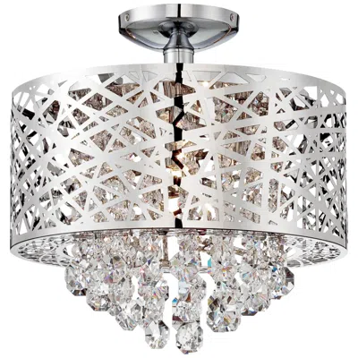 Lite Source Benedetta 14" Modern Metal And Cut Crystal Ceiling Light