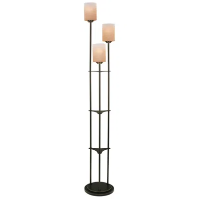 Lite Source Bess 63 1/2" 3-light Dark Bronze Amber Glass Floor Lamp