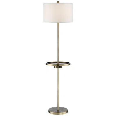 Lite Source Brass 62" Outlet And Usb Floor Lamp With Tray Table