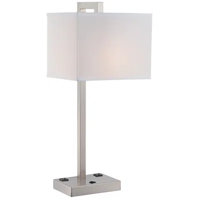 Lite Source Contento 27" Modern Polished Steel Table Lamp With Outlets