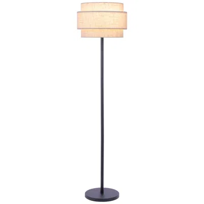 Lite Source Deena 63 1/4" High Black Finish Double Shade Floor Lamp
