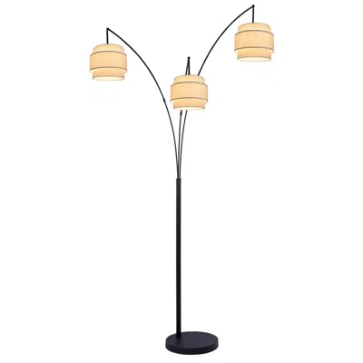 Lite Source Deena 91" High Black Finish Drum Shade Arc Floor Lamp