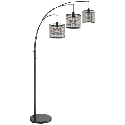 Lite Source Hamilton 86 1/2" Black Metal Grid 3-light Arc Floor Lamp In Gray