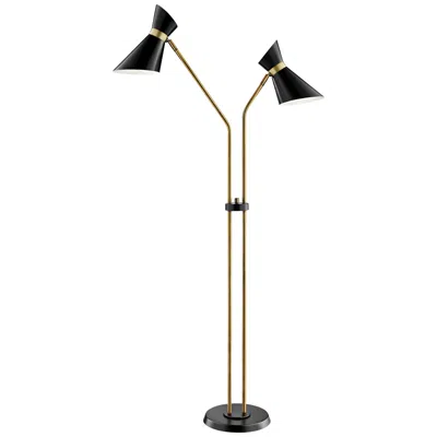 Lite Source Jared 60" Black And Antique Brass 2-arm Floor Lamp