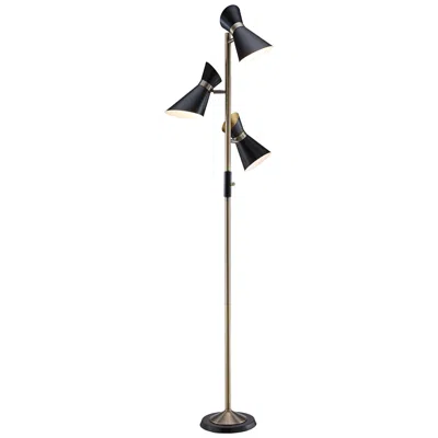 Lite Source Jared 70" Brass And Black 3-light Mid-century Floor Lamp