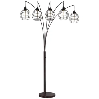 Lite Source Kaden 86 1/2" Copper Bronze Cage 5-light Arc Floor Lamp