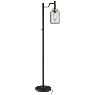 Lite Source Luken 60 1/2" Black And Seeded Glass Offset Arm Floor Lamp