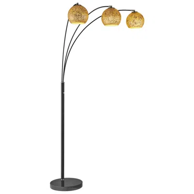 Lite Source Molina Black 3-light Art Glass Arc Floor Lamp