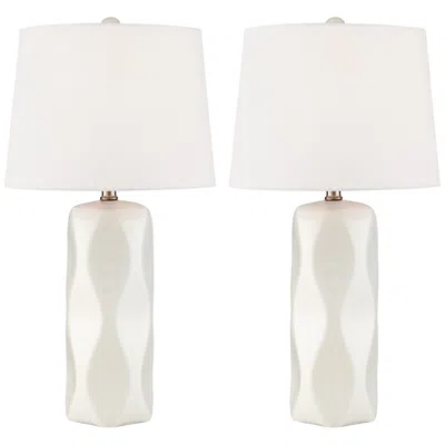 Lite Source Odelia 24" White Modern Ceramic Table Lamps Set Of 2