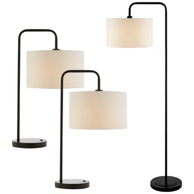 Lite Source Orea Matte Black Metal Floor And Table Lamps Set Of 3