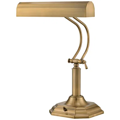 Lite Source Piano Mate 20" High Antique Brass Banker's Desk Lamp