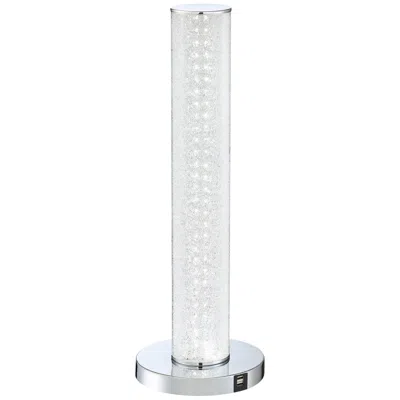 Lite Source Quilla 20" Chrome And Diamond Acrylic Led Usb Table Lamp