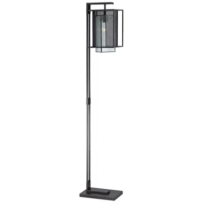 Lite Source Silveny 60" Modern Matte Black And Glass Floor Lamp