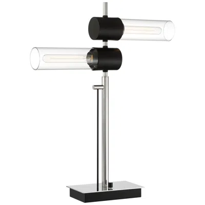 Lite Source Tomlin 28" Modern Chrome Clear Glass 2-light Table Lamp